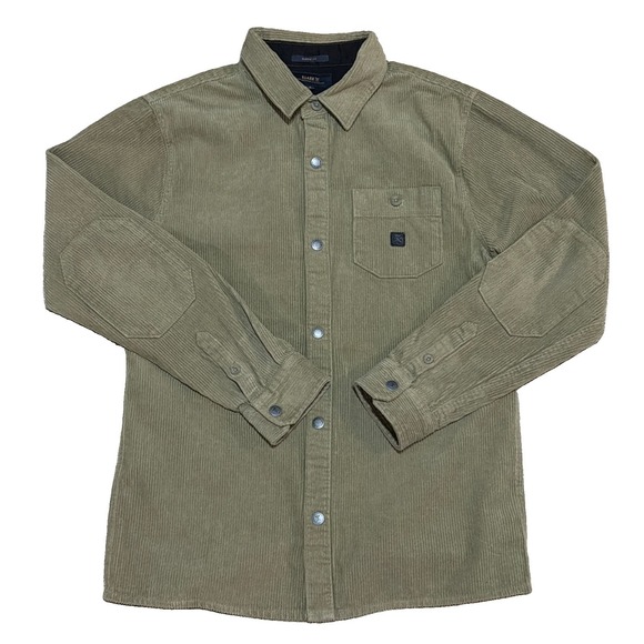 Roark Other - Roark Nordsman Corduroy Shirt Men's Small Olive Snap Front Elbow Patch RN655